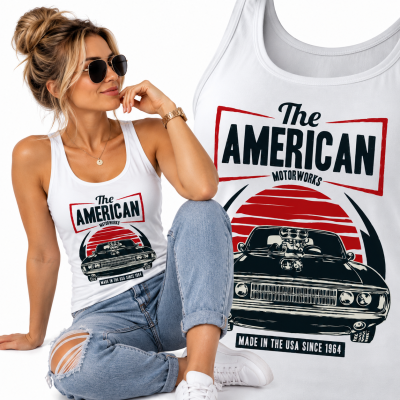 TANK TOP ŚMIESZNY AMERICAN MUSCLE CAR